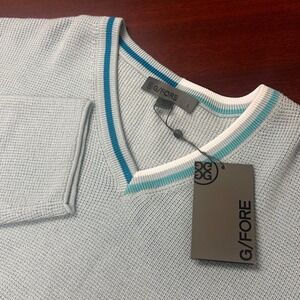 G FORE Baja V Neck Sweater Mens Large Waffle‎ Knit G4 Wool Warm Casual Golf NWT